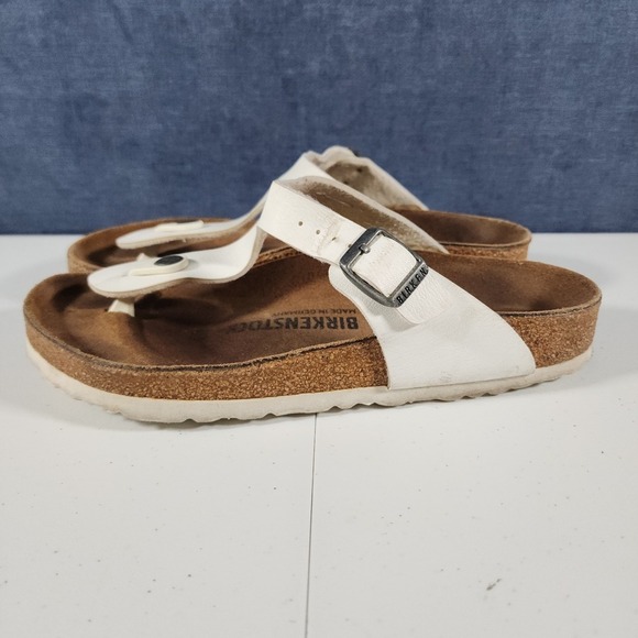 Birkenstock Gizeh Women's Sandals US 7.5 White Pearl Antique Lace Birko-Flor - Picture 5 of 13